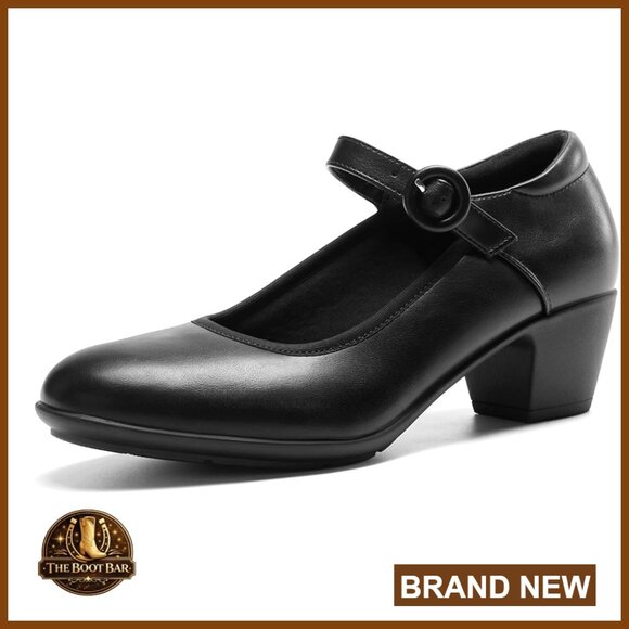 Chunky Heel Mary Jane Pumps with Arch Support for Work & Dress